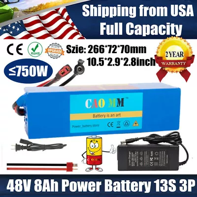 48V 8AH Ebike Li-ion Battery Pack For 200W-750W Electric Bicycles Scooter Motor • $109.99