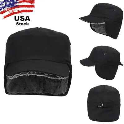 Winter Hat With Ear Flaps Outdoor Thermal Windproof Warm Flat Cap For Mens Women • $12.89