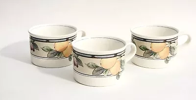 NEW Set Of 3 Mikasa Intaglio CAC29 Garden Harvest Fruit Flat Coffee Tea Cups • $12.74