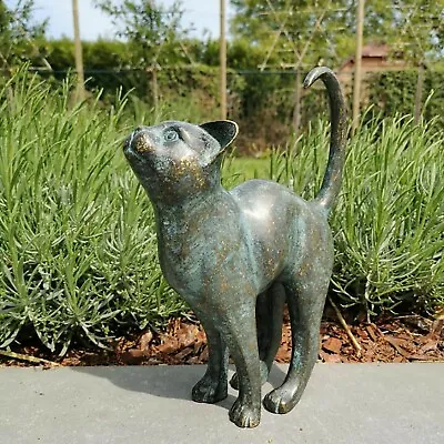 Beautiful Cat Statue With Rounded Back Garden Ornament Outdoor Decoration AU • $32.14