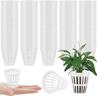 400 Pcs 2 Inch Plastic Net Pots Round Mesh Pot Cups Lightweight Slotted Hydropon • $52.99