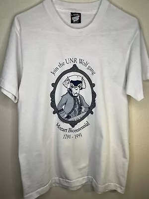 Vintage Men’s Small Wolfgang Amadeus Mozart 1992 White Bicentennial Wolf T Shirt • $20
