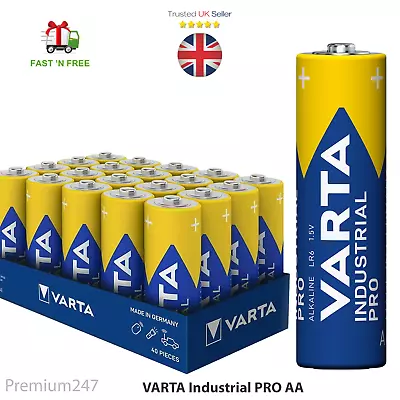 VARTA AA Industrial PRO Alkaline Long Lasting Batteries MN1500 1.5V LR6 BATTERY • £3.29