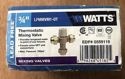 Watts LFMMVM1-UT 3/4” Female Union Ends Mixing Valve 0559119 • $89