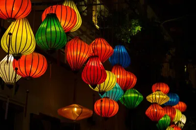 2 Antique Hoi An Silk Lantern Vietnamese Bamboo Lantern Decorations Handmade • $32