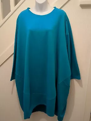 MADE IN ITALY Green Lagenlook Oversized Jersey Dress Size 16-18 • £8.99