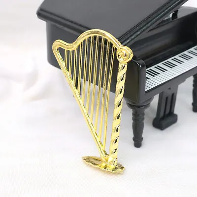 Dolls House Miniatures 1:12 Scale OB11 Doll Musical Instrument Gold Harp Plastic • $5.95