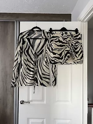 H&M Animal Zebra Print Top And Skirt Set Size M/L • £10