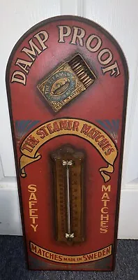 The Steamer Matches Vintage Advertising Wooden Sign & Thermometer Damp Proof • $199.95