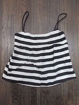 NWT ZARA Trafaluc Womens Sz XS Black White Striped Cropped Strappy Peplum Top • $15.19