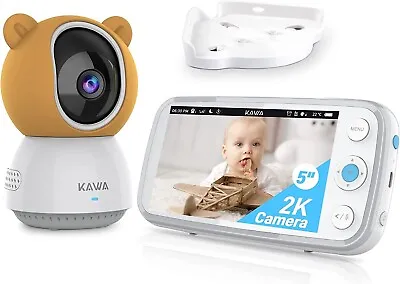 Kawa S7 Baby Monitor 2K QHD 5  Screen Video Camera Night Vision Record 360° View • £125.72