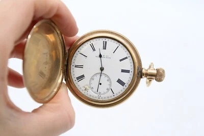 £4.20 • Buy C Gents A.W.W Waltham Gold Plated Full Hunter Top Wind Running Pocket Watch