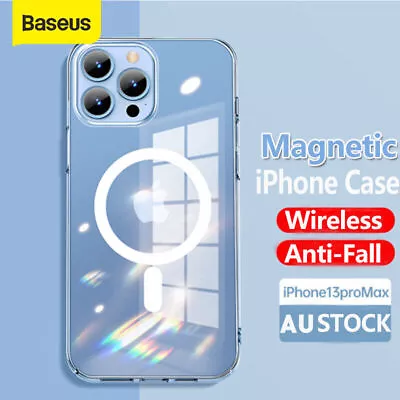 $10.99 • Buy Baseus Magnetic Clear Phone Case Wireless Charger Cover For IPhone 13 Pro Max