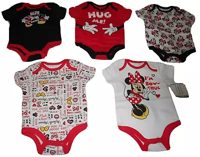 New Disney Baby Lot 5 Onsies Minnie Mickey Mouse Shower Gift Set Size 6-9 Months • $29.99