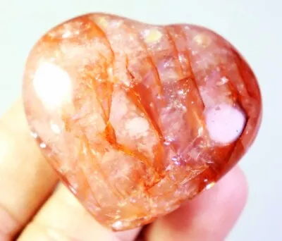 Natural Red FIRE QUARTZ Hematoid Polished Crystal Reiki Heart Stone Healing • $5.50