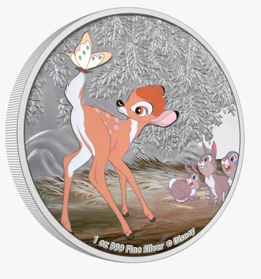 $105 • Buy 2022 Disney Bambi 80th Anniversary Bambi And Butterfly 1oz .999 Silver Coin  