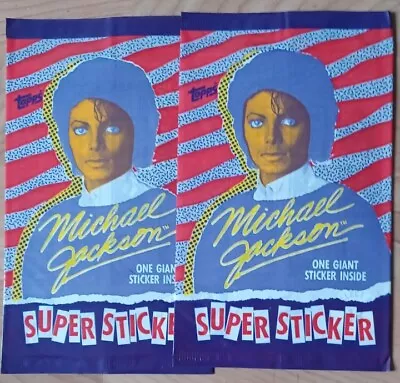 2 1984 Michael Jackson Super Sticker Giant Unopened Packs Topps MJJ Production  • $3.99