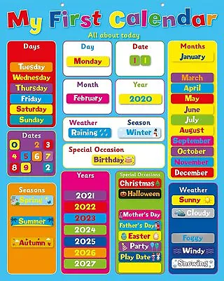 My First Magnetic Calendar/ Childrens Kids Magnetic Calendar And Weather Chart • £13.99