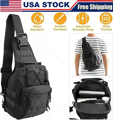 Outdoor Tactical Sling Bag Military Molle Crossbody Pack Chest Shoulder Backpack • $11.99