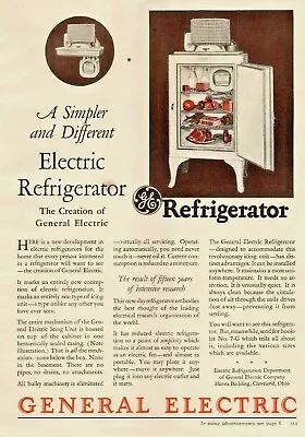 1927 General Electric Refrigerator Vintage Print Ad Simpler And Different  • $8.99