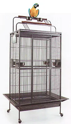 65  Large Wrought Iron Open Play Top W/Double Ladders Parrot Macaw Bird Cage-102 • $198.98