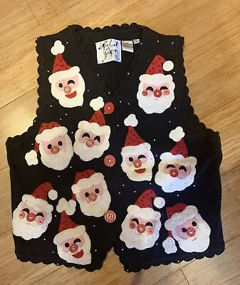 Rare! Michael Simon Christmas Santa Cardigan Sweater Vest Small • $100