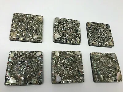 ABALONE SHELL VINTAGE RETRO DRINKS COASTERS LOT OF 6 (3 1/2 X 3 1/2 ) • $20