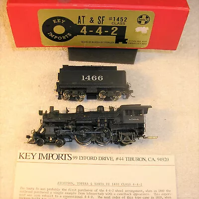 RARE Key Imports HO Brass AT&SF 4-4-2 Class 1452 Santa Fe #1466 Runs Well • $600