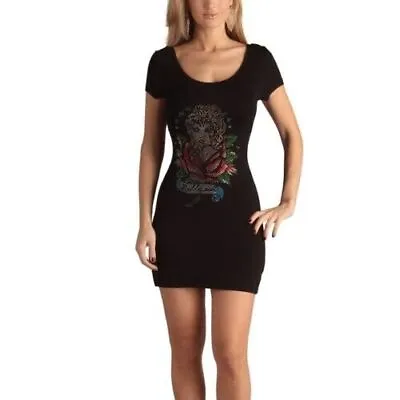 ED HARDY DINKY MINI DRESS W RHINESTONES In LARGE SOFT AND STRETCHY • $49.99