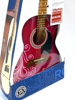 $124.99 • Buy First Act Pink Acoustic 6 String Scroll Design Guitar Original Box Guide MG359 