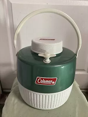 $25.55 • Buy Vintage Coleman 1-Gallon Green & White Water Cooler Jug W/Cup, USA 1974