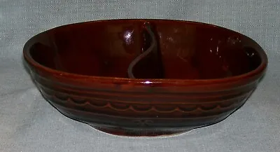 Marcrest Daisy Dot Oval Divided Baking Dish Serving Bowl Brown Glazed Stoneware • $7.75