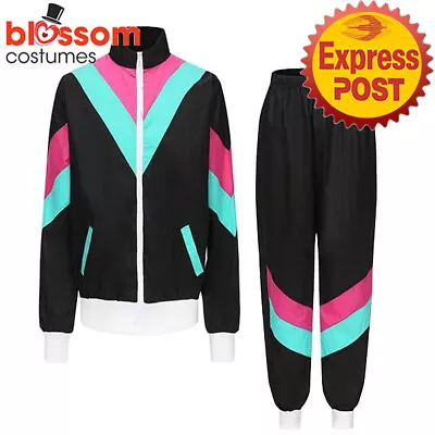 N1427 Unisex Womens Mens 80s 90s Sweat Tracksuit Costume Shell Suit Retro Neon • $42.50