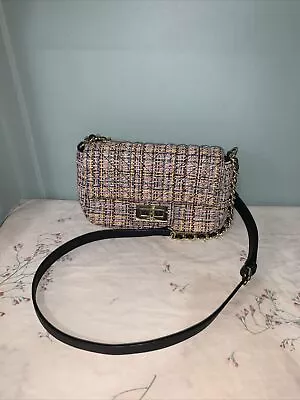 Karl Lagerfeld Paris Agyness Chain Tweed Crossbody Shoulder Bag • $48.99