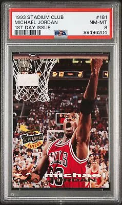 PSA 8 1993 Stadium Club Michael Jordan 1st Day Issue #181 • $239.95