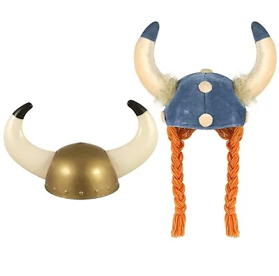 Adult Kid Viking Helmet Plaits Hair Medieval Hat Fancy Dress Costume Accessories • £6.99