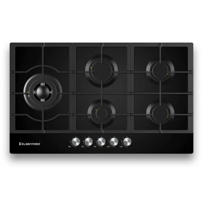 $899 • Buy Kleenmaid 90cm Black Glass Gas Surface Mounted Built In Cooktop/Stovetop Burner