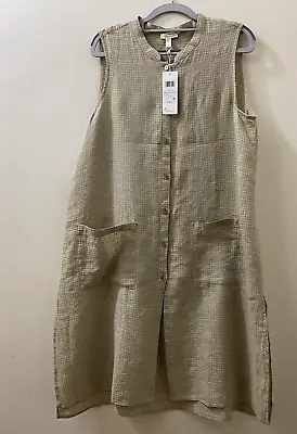 NWT $178 Eileen Fisher Natural Organic Linen Mandarin Collar Long Shirt M L • $135.99