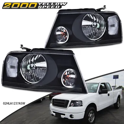 Headlights Fit For 2004-2008 Ford F-150 F150 Black Housing Side Headlamps • $66.69