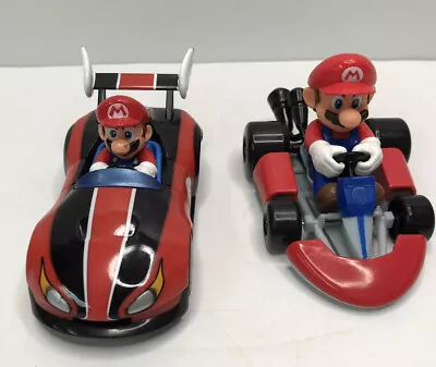 2 Super Mario Kart Marios In Racer - 4 Wheels Pull Back Racer & Race Cake Topper • $13.50