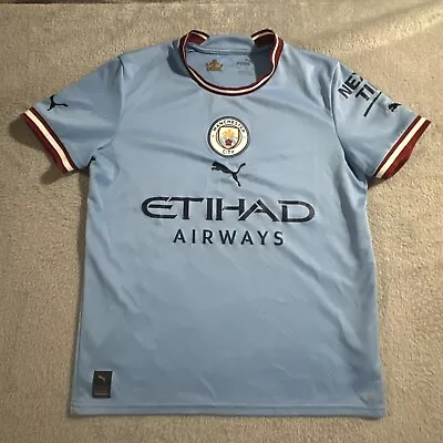 Manchester City Puma Blue Soccer Jersey Youth Sz L • $30