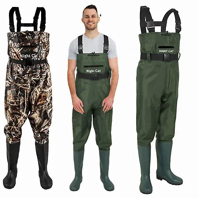 Rubber Boot For Men Waterproof Fly Fishing Hunting Insulated Wader Pants Cleated • $50.98