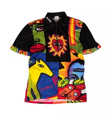 Vtg 1996 SUGOI Joe Average Cycling Absract Pop Art Designer Jersey Size Medium • $22.49