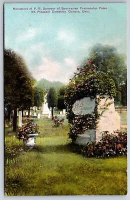 Geneva Ohio~Mt Pleasant Cemetery~PR Spencer Monument~c1910 Postcard • $12