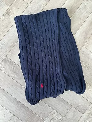 Ralph Lauren Home Navy Cable Knit Blanket Throw 100% Cotton • £49.99