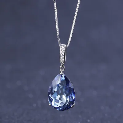 Natural Iolite Blue Mystic Quartz Gemstone 925 Sterling Silver Pendant Necklace • $48.83