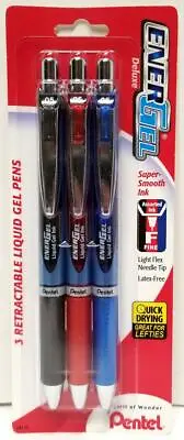 NEW Pentel EnerGel RTX 3-Pack Liquid Gel Pen Deluxe Assorted Colors .5mm BLN75 • $5.65