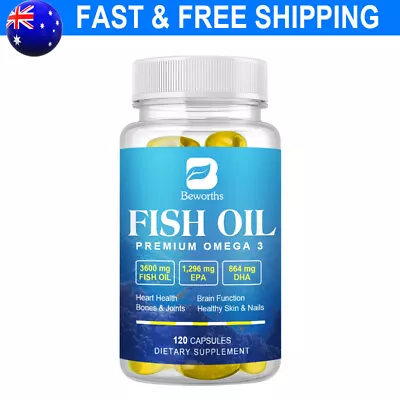 Omega 3 Fish Oil Capsules 3x Strength EPA & DHA Highest Potency Softgels 3600mg • $20.99