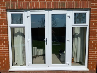 £300 • Buy Exterior External UPVC Double Glazed French Doors In Frame & Side Windows