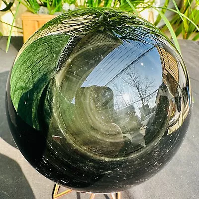 3.52LB Natural Black Obsidian Sphere Quartz Crystal Magic Ball Healing 1600g • $0.99